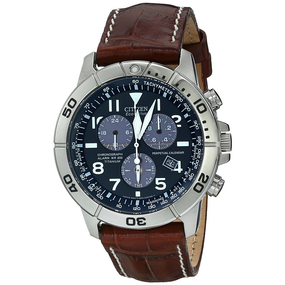 Citizen Mens BL5250 02L Titanium Eco Drive Watch with Leather Band