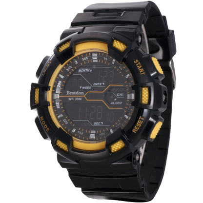 Bestdon Swiss Mens Sports Watches Digital Multifuction Display Time Yellow