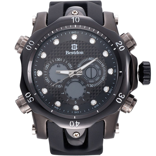 Bestdon Swiss Mens Sports Watches Quartz Analog Six Hands Black